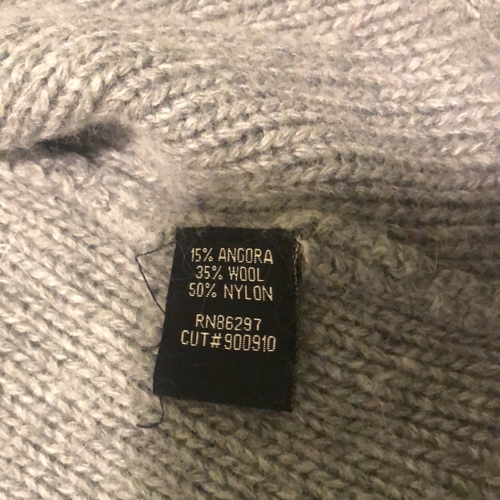 BCBG MaxAzria angora wool blend sweater in grey with top design button 2 pockets - Picture 5 of 12